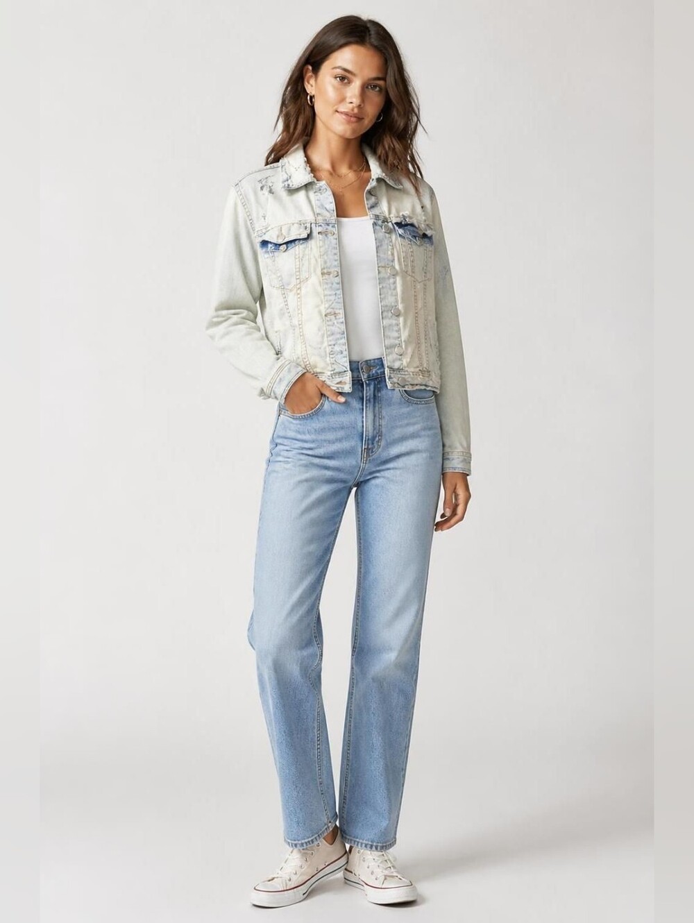 Aeropostale Small Light Blue Distressed Denim Jacket